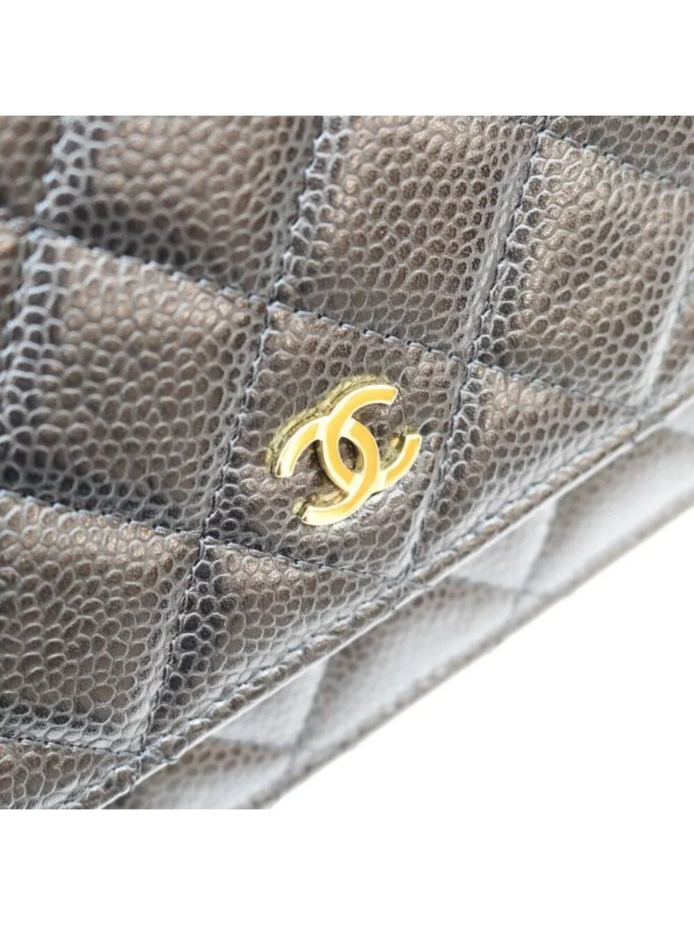 Chanel Black Tamless Classic Caviar Chain Wallet Shoulder Bag